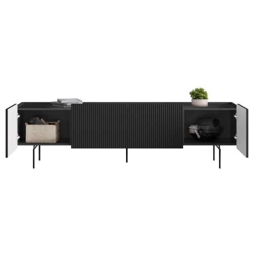 Szafka RTV Malmi 200 cm - czarny mat / czarne nóżki